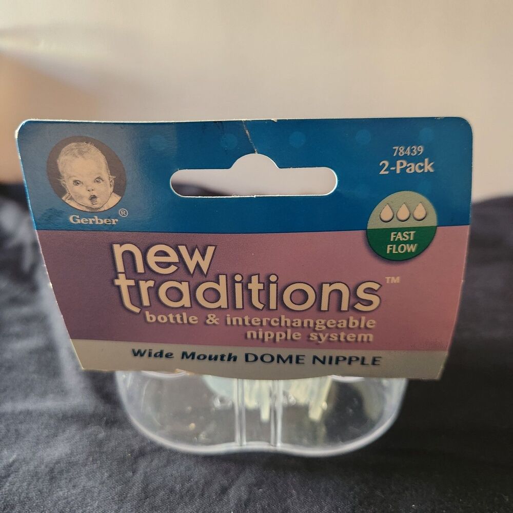 Gerber VINTAGE  New Traditions Classic Nipple FAST FLOW SURE FLOW LESS AIR